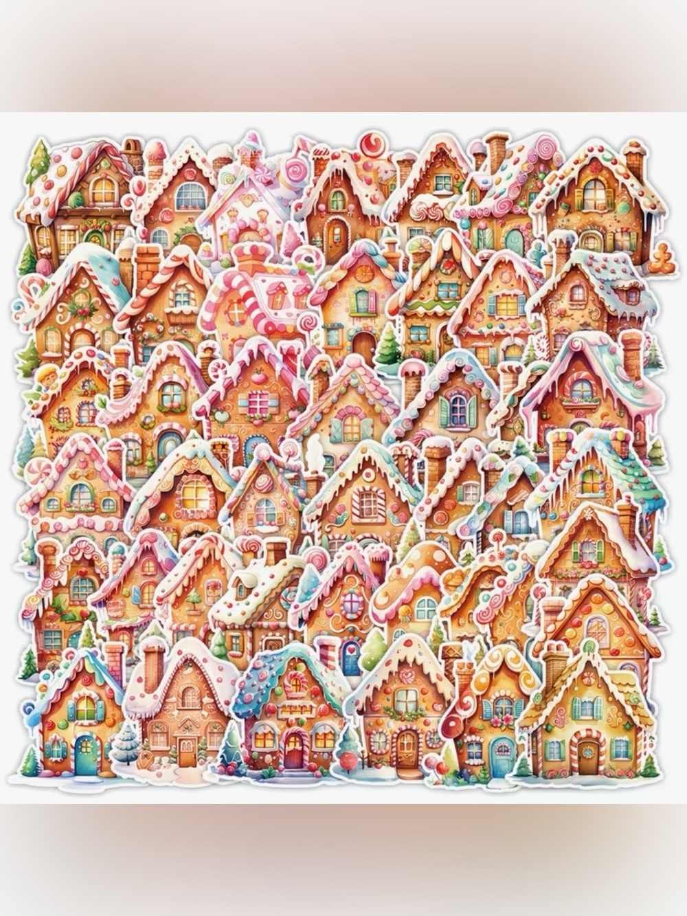 51 Holiday Gingerbread House Stickers Christmas Candies Cookies Frosting